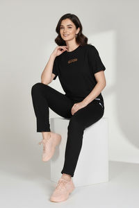 Zivame 2 Mile Fashion Knit Cotton Loungewear Set - Black Beauty — thumbnail 6